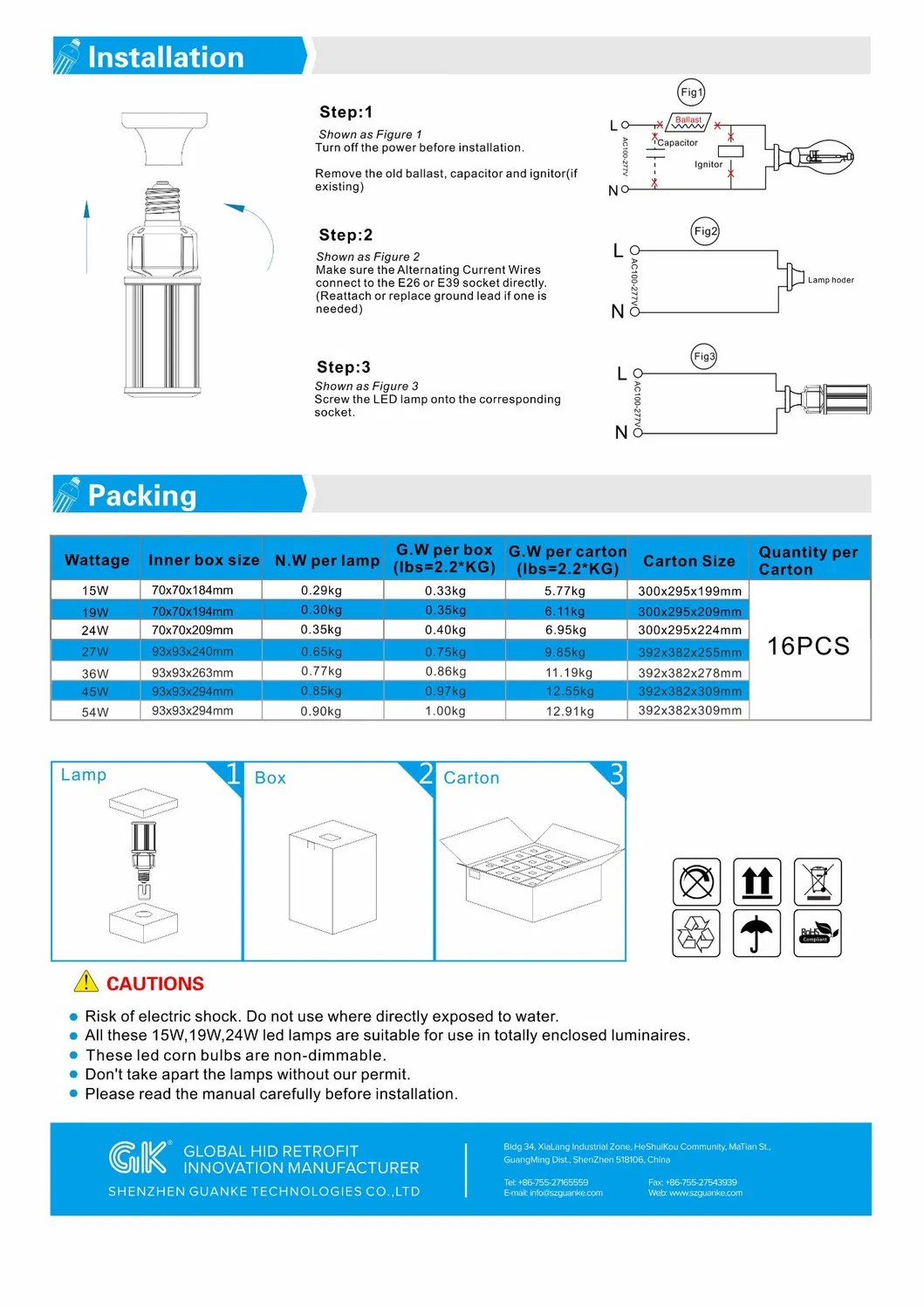 19W Replacement 75watt CFL HPS Metal Halide, Large Area LED Corn Light Bulb for Street, Garage