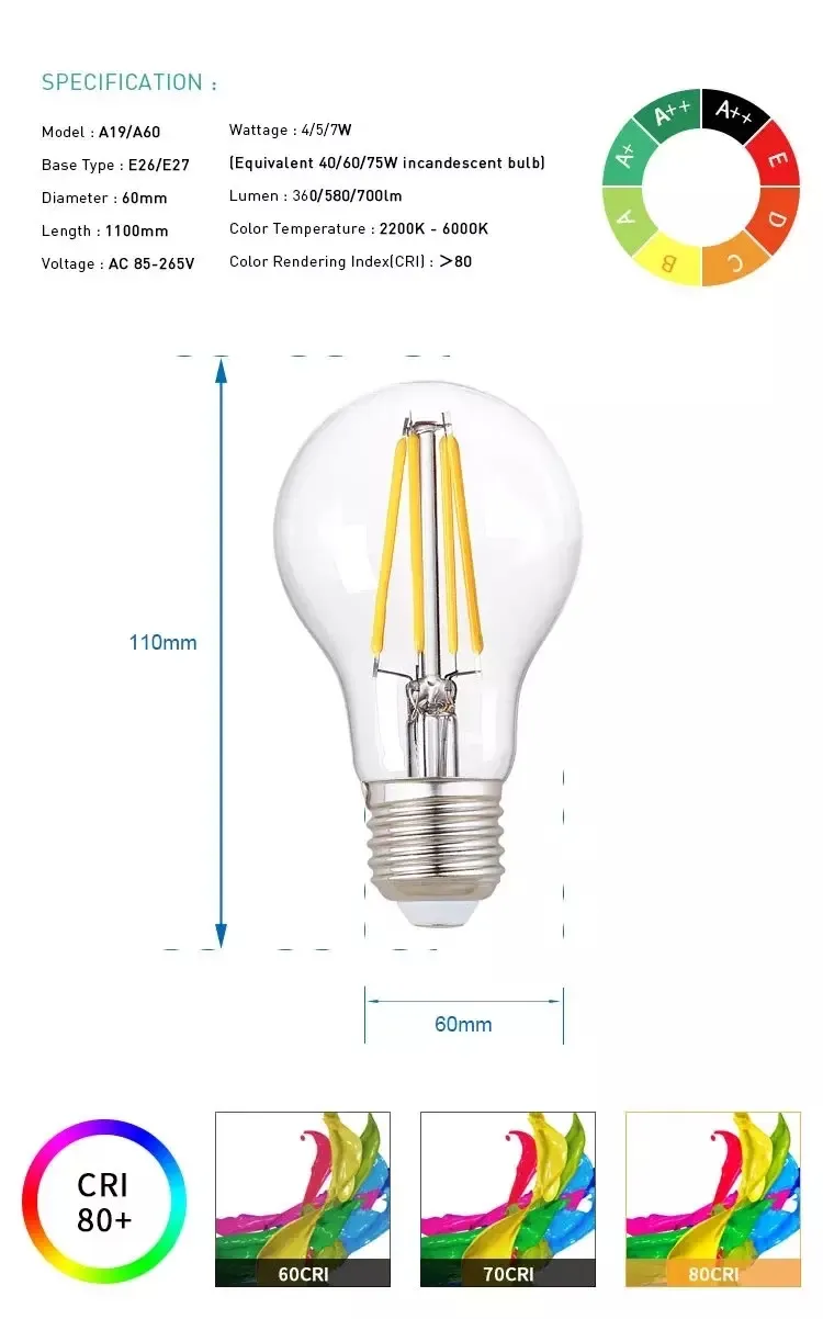 Ce RoHS UL Saso 3W-8W E27 Clear Mini Global LED Filament Bulb Made in China for Home & Business Indoor Lighting From Best Distributor Supplier Factory