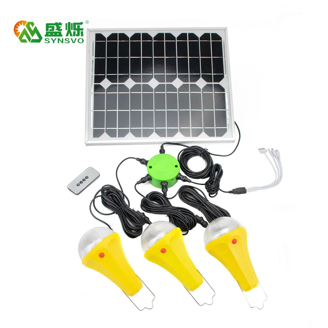 Solar Power System Lighting with 4 LED Lamps Hiking Light