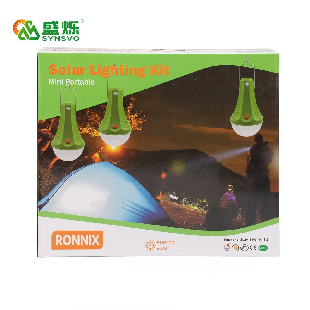 Solar Power System Lighting with 4 LED Lamps Hiking Light