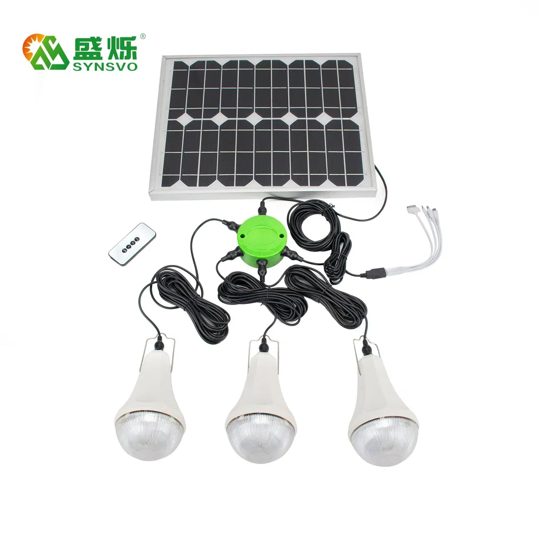 Solar Power System Lighting with 4 LED Lamps Hiking Light