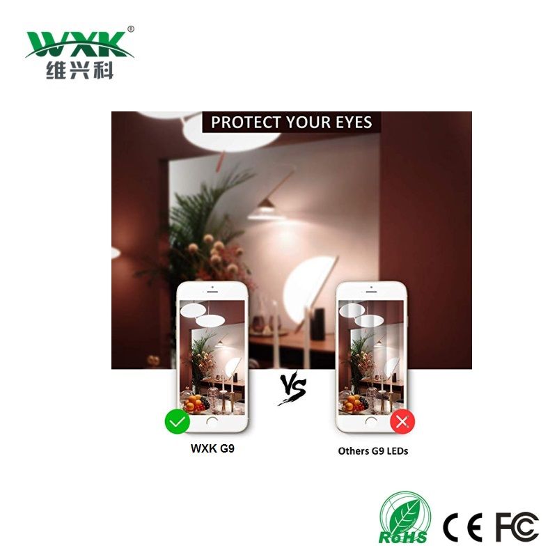 Wxkled G9 3W LED Bulb, No Flicker, 350lm LED SMD, 3W Equivalent to 30W Halogen Lamp Dimmable, AC220-240V G9 Energy Saving Bulb for Chandelier